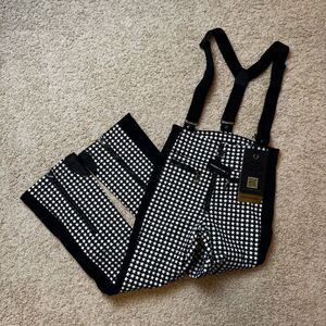 GOLDBERGH WOMEN'S HIGH END SALOPETTE SKI PANTS BIB STARSKI BLACK WHITE NWT US 10